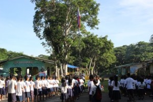 students having their flag ceremony